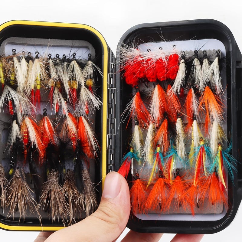 FAISOX Fly Fishing Flies Assortment Kit Dry Wet Nyphms Tenkara Popper Streamer Woolly Bugger for Trout Bass Salmon Steelhead with Fly Box - Image 5